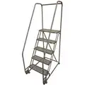 Cotterman 5-Step, Steel Tilt and Roll Ladder; 450 lb. Load Capacity, Perforated Step Treads, without Rear Exit, Gray