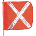 8 ft. Fiberglass Whip, Plastic Coated Nylon Mesh Flag Warning Whip with Reflective X Flag
