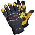 Cold Protection Gloves, Fleece Lining, Knit Wrist Cuff, Black/Gold, XL, PR 1