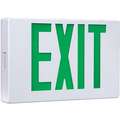 Cooper Lighting Exit Sign: LED, White, Green, 1 or 2 Faces, Ceiling/Wall, Not Battery Powered, 3 W Fixture Watt
