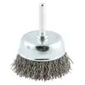 2-1/4" Crimped Wire Cup Brush, Shank Mounting, 0.014" Wire Dia. 5/8" Bristle Trim Length