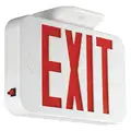 Hubbell Lighting Exit Sign: LED, White, Red, 2 Faces, Ceiling/Wall, Not Battery Powered, Without Battery Backup