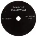 3" Type 1 Aluminum Oxide Cut-Off Wheel, 0.0313" Thick, 25465 RPM
