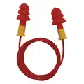 Flanged Ear Plugs, 27 dB Noise Reduction Rating NRR, Corded, Universal, Red, Yellow, PK 100