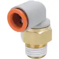 Male Elbow: Brass, Push-to-Connect x MNPT, For 5/32 in Tube OD, 1/4 in Pipe Size