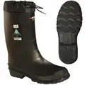 Rubber Boot, Men's, 9, Mid-Calf, Steel Toe Type, Oarprene, Rubber, Black, 1 PR