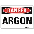 Lyle Danger Sign: Reflective Sheeting, Adhesive Sign Mounting, 7 in x 10 in Nominal Sign Size, Argon