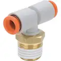 Male Branch Tee: PBT, Push-to-Connect x Push-to-Connect x NPT, For 1/4 in x 1/4 in Tube OD, White