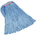 Rubbermaid Wet Mop: Synthetic, 16 oz. Dry Wt, 1 in Headband Size, Blue, 12 PK