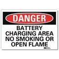Lyle Danger Sign: Reflective Sheeting, Adhesive Sign Mounting, 10 in x 14 in Nominal Sign Size, Danger