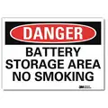 Vinyl Battery Storage Sign with Danger Header; 5" H x 7" W