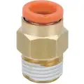 Male Adapter: Brass, Push-to-Connect x MNPT, For 3/8 in Tube OD, 3/8 in Pipe Size