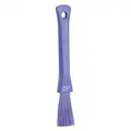 Vikan Detail Brush: Soft, Plastic, 8 1/8 in Brush Lg, 5 3/4 in Handle Lg, 3/8 in Head Wd, Purple