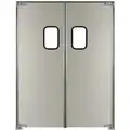 Chase Aluminum Double Swinging Doors with Acrylic Window; 7 ft. H x 5 ft. W, Silver