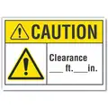 Vinyl Overhead Clearance Sign with Caution Header, 3-1/2" H x 5" W