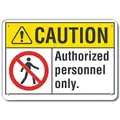 Lyle Recycled Aluminum Authorized Personnel and Restricted Access Sign with Caution Header; 10" H x 14" W