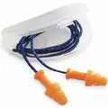 Flanged Ear Plugs, 25dB Noise Reduction Rating NRR, Corded, M, Orange, PK 100