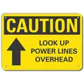Recycled Aluminum Overhead Power Lines Sign with Caution Header; 10" H x 14" W