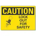 Lyle  Lockout Tagout Caution Reflective Label: Reflective Sheeting, Adhesive Sign Mounting, Caution