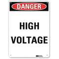 Lyle Danger Sign: Aluminum, Mounting Holes Sign Mounting, 10 in x 7 in Nominal Sign Size, Engineer Grade