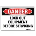 Vinyl Lockout Tagout Sign with Caution Danger, 10" H x 14" W