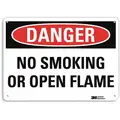 Lyle Danger No Smoking Sign: Aluminum, Mounting Holes Sign Mounting, 10 in x 14 in Nominal Sign Size