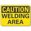 Lyle Recycled Aluminum Welding Hazard Sign with Caution Header, 7" H x 10" W