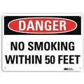 Recycled Aluminum No Smoking Sign with Danger Header, 10" H x 14" W
