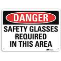 Recycled Aluminum Eye Protection Sign with Danger Header, 10" H x 14" W