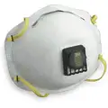 3M Disposable Respirator: N95, Molded, White, Dual, Non-Adj, M Mask Size, 3M, Metal Nose Clip, 10 PK
