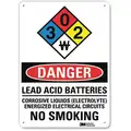 Lyle Recycled Aluminum Battery Storage Sign with Danger Header; 14" H x 10" W