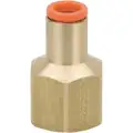 Female Adapter: Brass, Push-to-Connect x FNPT, For 1/4 in Tube OD, 1/4 in Pipe Size