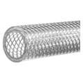 Tubing: PVC, 1 in Inside Dia, 1 1/4 in Outside Dia, 25 ft Lg, Clear, Polyester Braid, Laboratory