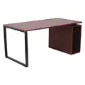 Flash Furniture Office Desk: 63 in Overall Wd, 28 57/64 in, 31 1/2 in Overall Dp, Mahogany Top
