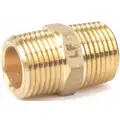 Hex Nipple: Brass, 3/8 in x 3/8 in Fitting Pipe Size, Male NPT x Male NPT, 1 1/4 in Overall Lg
