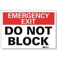Lyle Emergency Exit Sign, Do Not Block, Sign Header Emergency Exit, Reflective Sheeting, 7" x 10 in