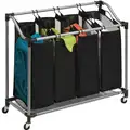 Honey-Can-Do 4-Compartment Sorting Laundry Cart, 80 lb. Capacity, 37-2/5" L X 15" W X 32-1/2" H