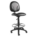 Boss Drafting Chair, Drafting Chair, Black, Vinyl, 27" to 32" Nominal Seat Height Range