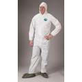 Lakeland Hooded Disposable Coveralls with Elastic Cuff, MicroMax NS Material, White, M