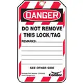 Condor Lockout Tag: Danger, Do Not Operate, Plastic, Remarks, Write-On Surface, English, Cable Tie