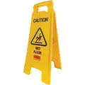 Rubbermaid Floor Safety Sign: HDPE, 25 in x 11 in x 26 in Nominal Sign Size, Not Retroreflective