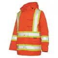 Tough Duck Orange, Rain Jacket, XL, 300D Rip-StoPolyester, Polyurethane, Unisex, Hood Style Attached