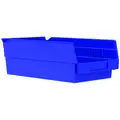 Akro-Mils Shelf Bin: 11 5/8 in Overall L, 6 5/8 in x 4 in, Blue, Nestable, Label Holders