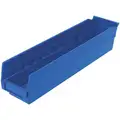 Shelf Bin, Blue, 4" H x 17-7/8" L x 4-1/8" W, 1EA