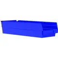 Akro-Mils Shelf Bin: 17 7/8 in Overall L, 6 5/8 in x 4 in, Blue, Nestable, Label Holders