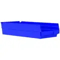 Akro-Mils Shelf Bin: 17 7/8 in Overall L, 8 3/8 in x 4 in, Blue, Nestable, Label Holders