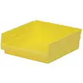 Akro-Mils Shelf Bin: 11 5/8 in Overall Lg, 11 1/8 in x 4 in, Yellow, Nestable, Label Holders