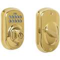 Electronic Keyless Deadbolt, Auxiliary with Key Override, Bright Brass, Series BE