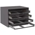Durham Sliding Drawer Cabinet: 20 in x 15 3/4 in x 15 in, 4 Drawers, 9 Dividers, Gray, Glide, Assembled