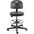 Bevco Drafting Chair: Black, Polyurethane, 300 lb Wt Capacity, 22 in to 32 in Nom. Seat Ht. Range